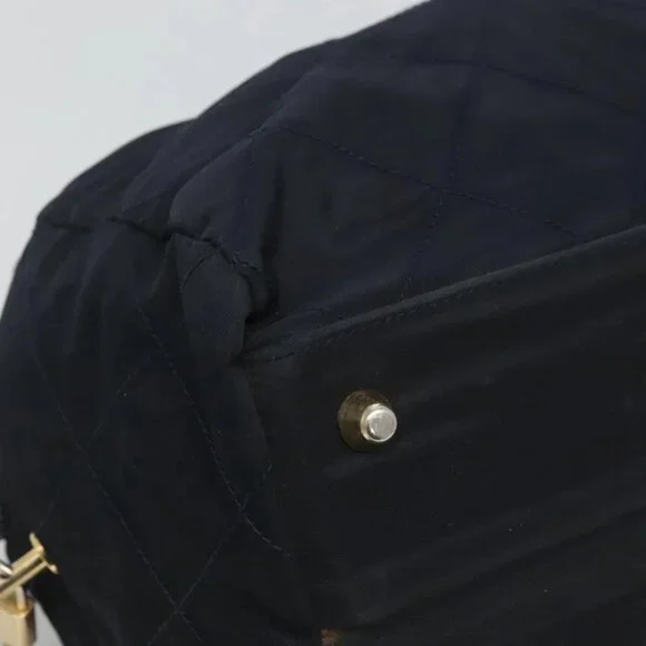 PRADA Chain Shoulder Bag Nylon Navy Gold Auth bs24456